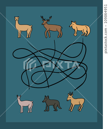 Vector isolated illustration of a task for the development of motor skills. Tasks for kindergarten. 109864951