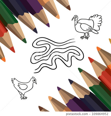Vector isolated illustration of a task for the development of motor skills. Tasks for kindergarten. 109864952