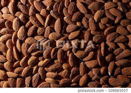 Scattered Almonds. Background from Almond Nuts 109865037