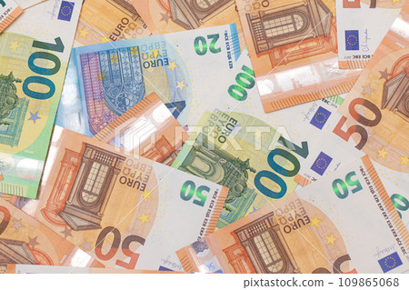 Different Euro Banknotes Money Background 109865068