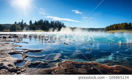 Champagne Lake hot pool at Waiotapu while the sun shines. 109865234