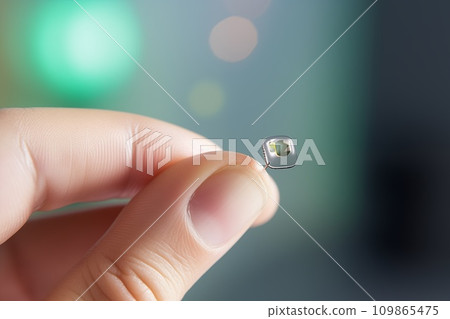 ultra small holographic photo camera of the future used in human finger 109865475