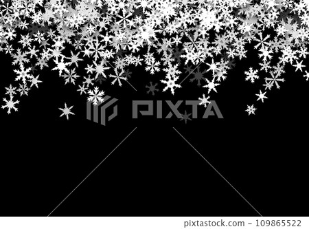 Christmas background with falling snowflakes. Winter holiday background or frame with pattern of layered snow. Christmas background with falling snowflakes. Winter holiday background or frame with pattern of layered snow. 109865522