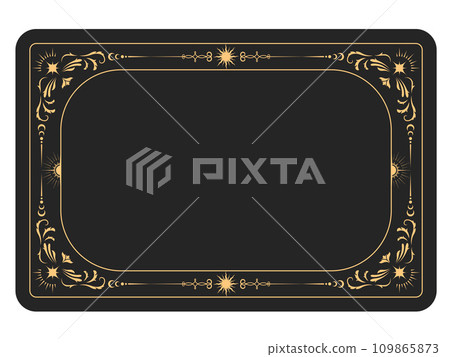 Mystic style banner with ornamental border, tarot cards style frame, esoteric border, vector 109865873