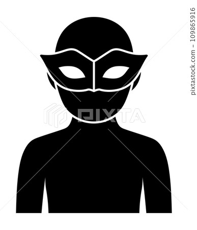 Silhouette of a person wearing a mask Silhouette of a person wearing a mask 109865916