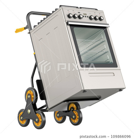 Hand truck with gas stove, 3D rendering 109866096