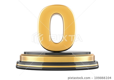 Golden 0, podium award. 3D rendering 109866104