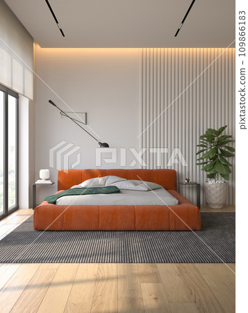 Modern conceptual interior bedroom 3d illustration 109866183