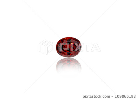 macro mineral faceted stone Garnet on a white background 109866198