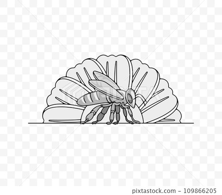 Bee sits on a flower, insect and apiary, graphic design. Animal, plant, bee-garden, beekeeping and apiculture, vector design and illustration Bee sits on a flower, insect and apiary, graphic design. Animal, plant, bee-garden, beekeeping and apiculture, vector design and illustration 109866205