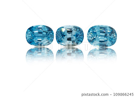 macro mineral stone cut aquamarine on a white background 109866245