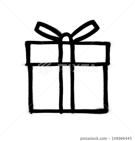 Sprayed gift box with overspray in black over white. Vector illustration. Sprayed gift box with overspray in black over white. Vector illustration. 109866445