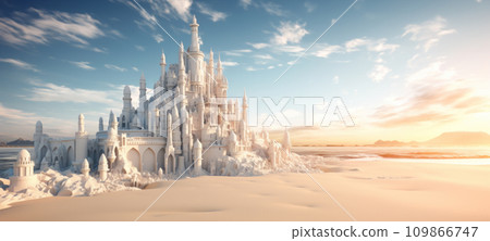 a castle made of sand in the beach 109866747