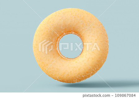Chocolate glazed donut with sugar on a grey background 109867084