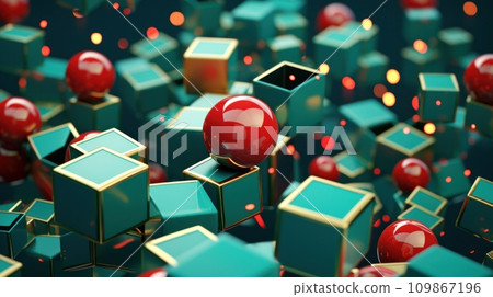 christmas presents on the surface of red and green balls christmas presents on the surface of red and green balls 109867196