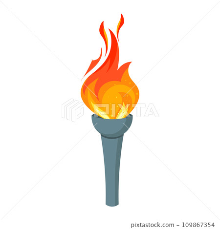 Torch. Burning torch flame, icon. Symbol of relay race, competition victory, champion or winner. Vector Torch. Burning torch flame, icon. Symbol of relay race, competition victory, champion or winner. Vector 109867354