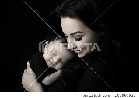 Happy Mother and Baby Delighting in Joyful Moments, Celebrating the Special Bond on Mothers Day 109867623
