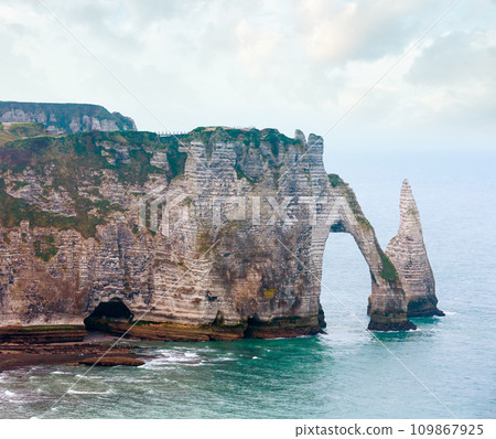Natural cliff in Etretat, France. 109867925
