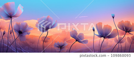 purple flowers on a bright orange background purple flowers on a bright orange background 109868093