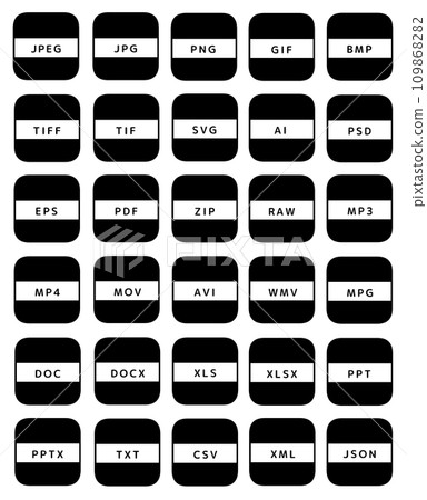 File extension icon set (black and white) 109868282