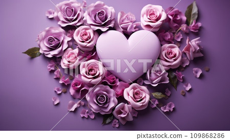 purple roses and hearts on a violet background purple roses and hearts on a violet background 109868286