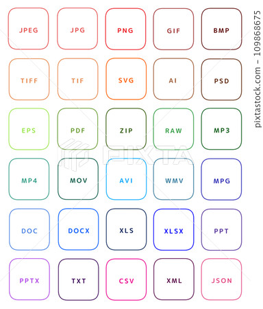檔案副檔名圖示集 30 種（線條圖） 109868675
