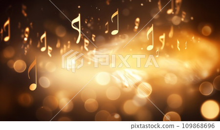 an image with sporadic music notes flying up, 109868696