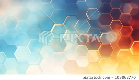 a view of a yellow and blue background with hexagons 109868770