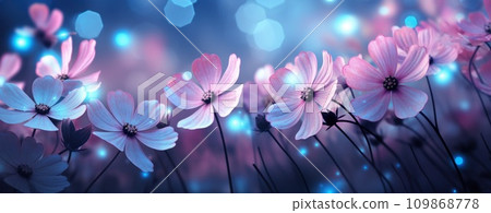 beautiful background with purple and blue flowers 109868778