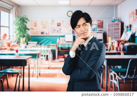 Male teacher worried at school 109868817