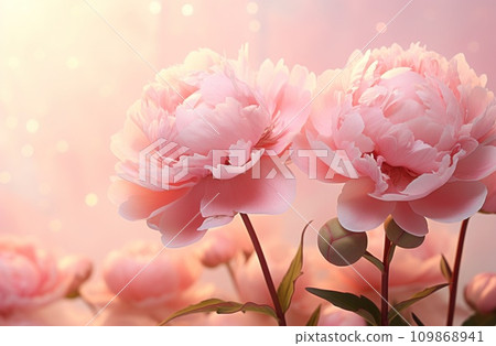 pink peonies on a pink background pink peonies on a pink background 109868941