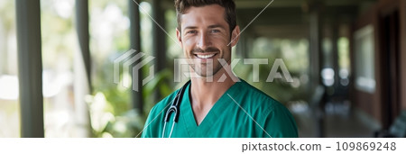 Young smiling doctor or nurse Young smiling doctor or nurse 109869248