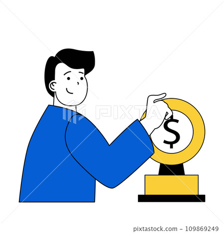 Business concept with cartoon people in flat design for web. Businessman developing new startup and getting profit and success career. Vector illustration for social media banner, marketing material. Business concept with cartoon people in flat design for web. Businessman developing new startup and getting profit and success career. Vector illustration for social media banner, marketing material. 109869249