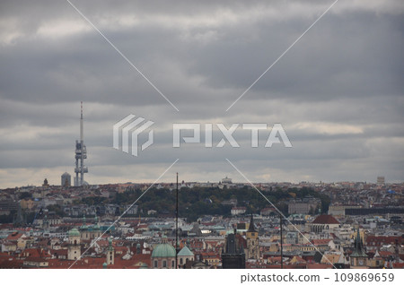 View of Prague and its roofs from Prague Hill, Prague, Czech Republic View of Prague and its roofs from Prague Hill, Prague, Czech Republic 109869659