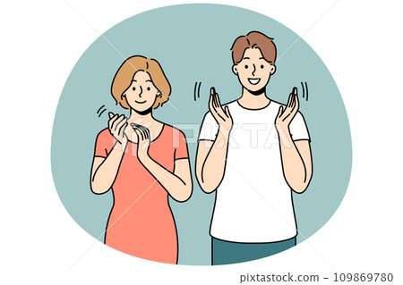 Smiling people applaud showing appreciation 109869780