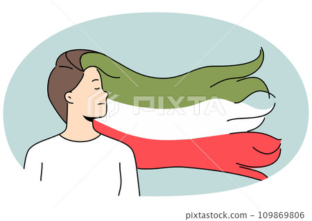 Woman with Iranian flag in hair 109869806