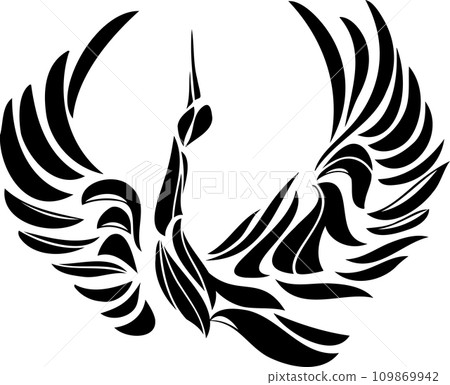 展開翅膀的起重機的簡單輪廓 展開翅膀的起重機的簡單輪廓 109869942