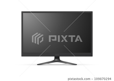 Vector 3d Realistic Modern TV Screen. Minimalistic Stylish Lcd Panel, Led TV Frame. Large Computer Monitor Display Design for Mockup. Blank Television Template. Catalog, Web Site Concept. Front View 109870294