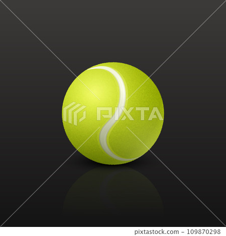 Vector 3d Realistic Green Textured Tennis Ball Icon Set Closeup. Tennis Ball Design Template for Sports Concept, Competition, Advertisement. Front View. Vector Illustration 109870298