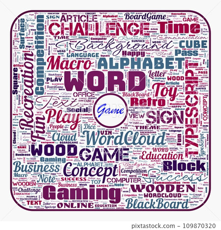 Word cloud of the G A M E as background Word cloud of the G A M E as background 109870320