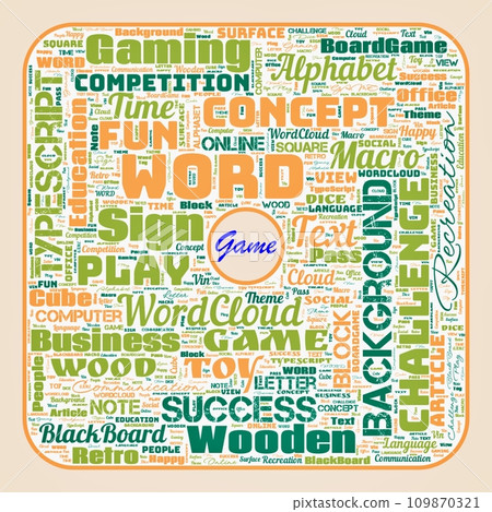 Word cloud of the G A M E as background 109870321