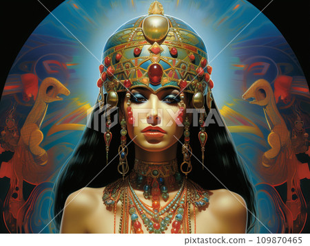 Cleopatra style ancient woman illustration 109870465