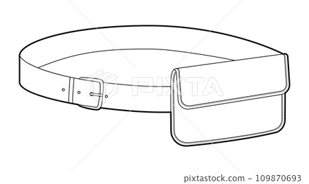 Belt Bag silhouette. Fashion accessory technical illustration. Vector satchel front 3-4 view for Men, women 109870693