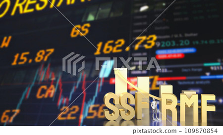 The gold ssf and rmf text for Business concept 3d rendering. 109870854