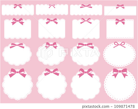 帶有絲帶的蕾絲風格框架套裝 109871478