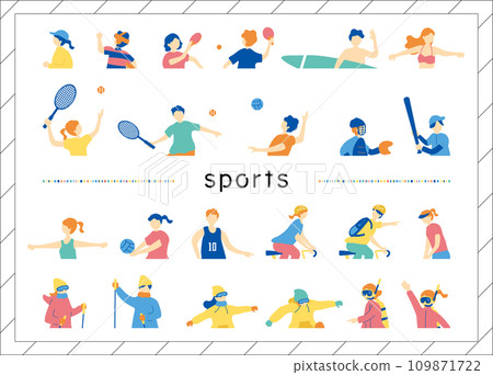 Sports scene people material collection 109871722
