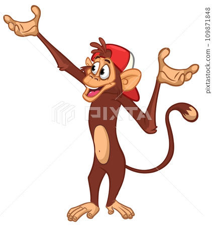 Cartoon monkey chimpanzee. Vector illustration of happy monkey character 109871848