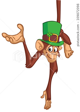 Cartoon monkey chimpanzee St.Patrick's Day 109872098