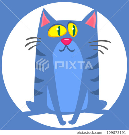 Cartoon funny cat. Fat striped cat illustration. Vector isolated 109872191
