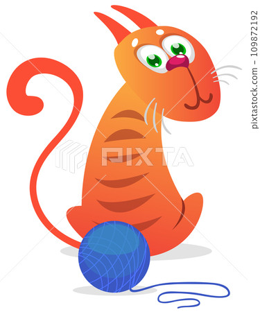 Cartoon funny cat. Fat striped cat illustration. Vector isolated Cartoon funny cat. Fat striped cat illustration. Vector isolated 109872192
